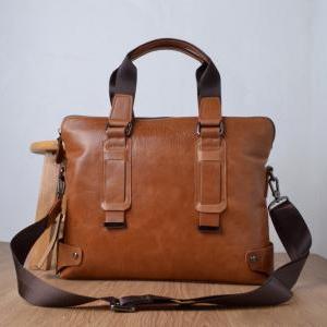 Simple Cowhide Leather Laptot - Briefcase -..