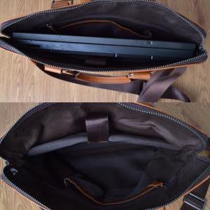 Simple Cowhide Leather Laptot - Briefcase -..