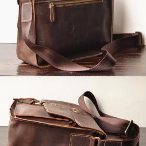 Simple Leather Briefcase - Messenger Bag - Leather..