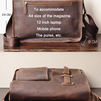 Simple Leather Briefcase - Messenger Bag - Leather..