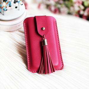 Handmade Genuine Leather Phone Case In Rose Red/..
