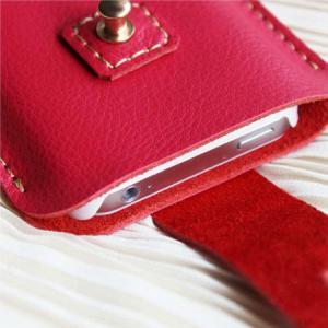 Handmade Genuine Leather Phone Case In Rose Red/..