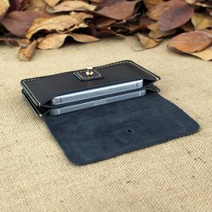 Genuine Leather Double Phone Wallet In Black /..