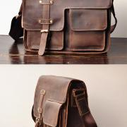 Simple Leather Briefcase - Messenger Bag - Leather Laptop - Men's Bag - leather case--T71