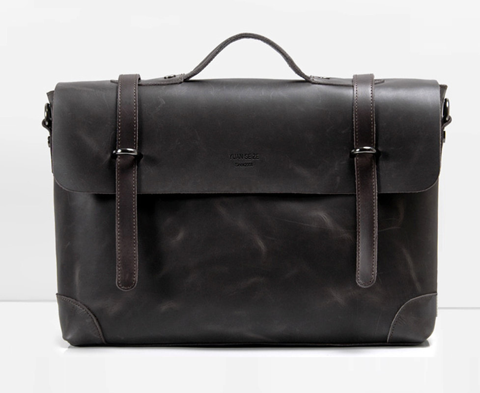 15"rugged Genuine Leather Briefcase - Laptop - Messenger Bag - Leather Laptop - Men's Bag-t036