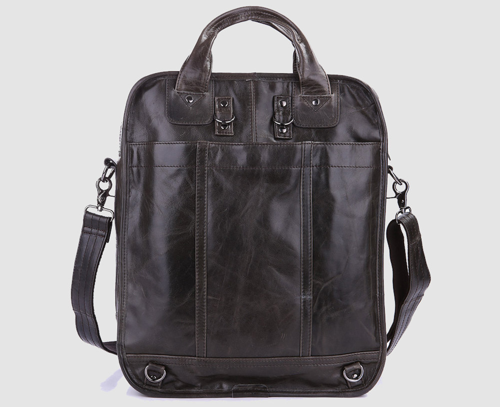 Genuine Leather Backpack In Black / Rugged Leather Briefcase / Backpack / Messenger / Laptop / Men's Bag - Y7