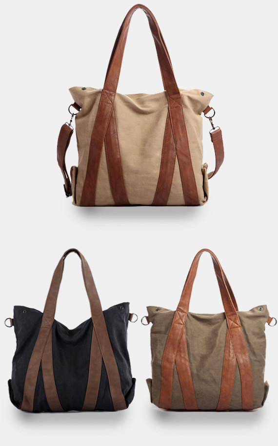 Canvas Tote Bag / Briefcase / Laptop / Women's Bag / Travel Bag / Shoulder Bag--q8