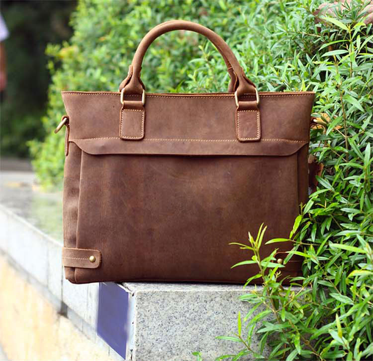 Handmade 100cowhide Leather Laptop Briefcase Leather Laptop