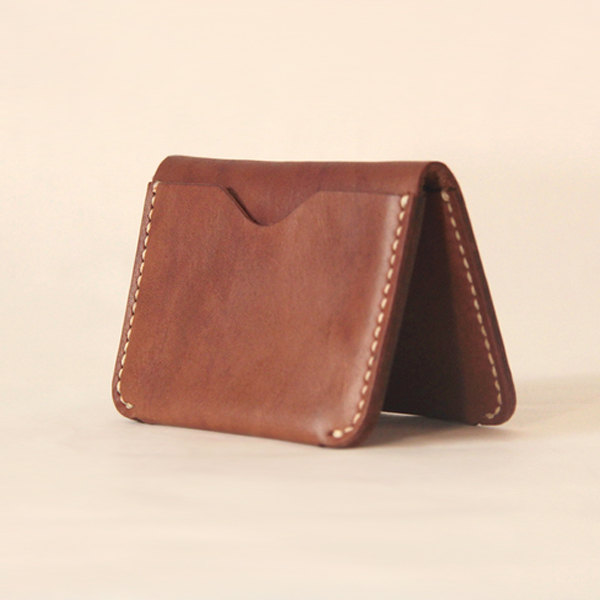 Handmade minimalist leather wallet card holder