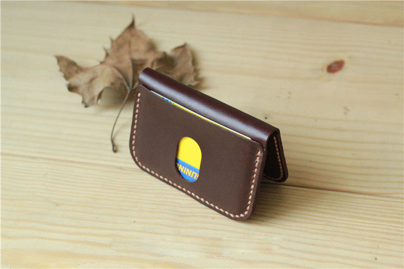 Handmade Leather Card Case / Slim Card Holder / Minimal Leather Wallet / Cash Card Holder—T26