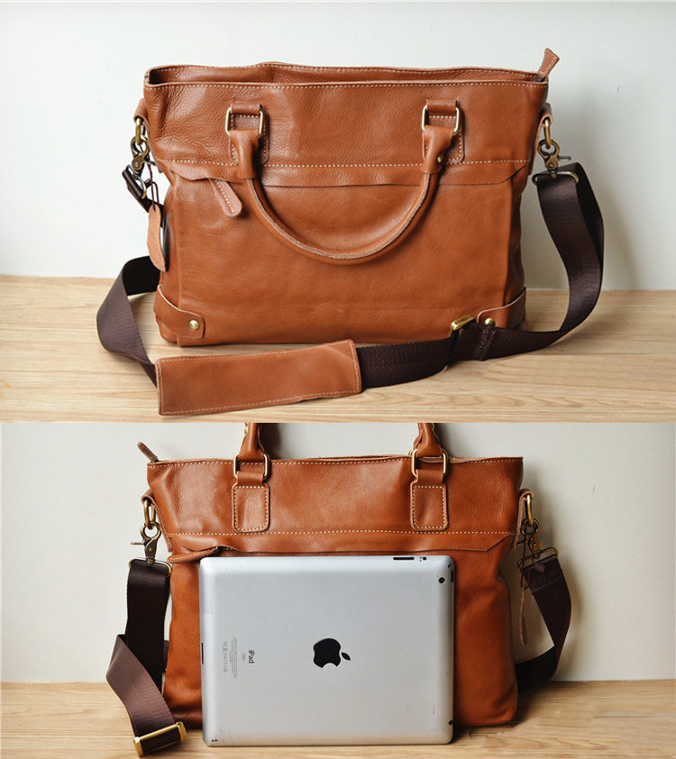Handmade Cowhide Leather Lapto - Briefcase - Leather Laptop - School Bag - Crossbody