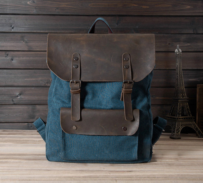 New backpack in Blue / Briefcase / Backpack / Messenger / Laptop / Men's Bag / Women's bag / travel bag / handbag / shoulder bag--T015