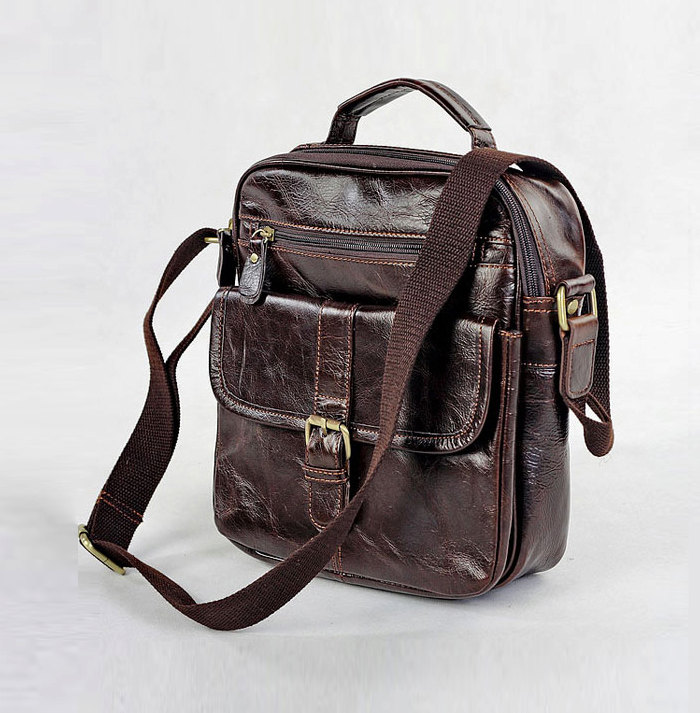 Genuine Leather Bag In Chocolate / Messenger / Laptop Rugged / Leather Briefcase / Backpack / Men's Bag --y013