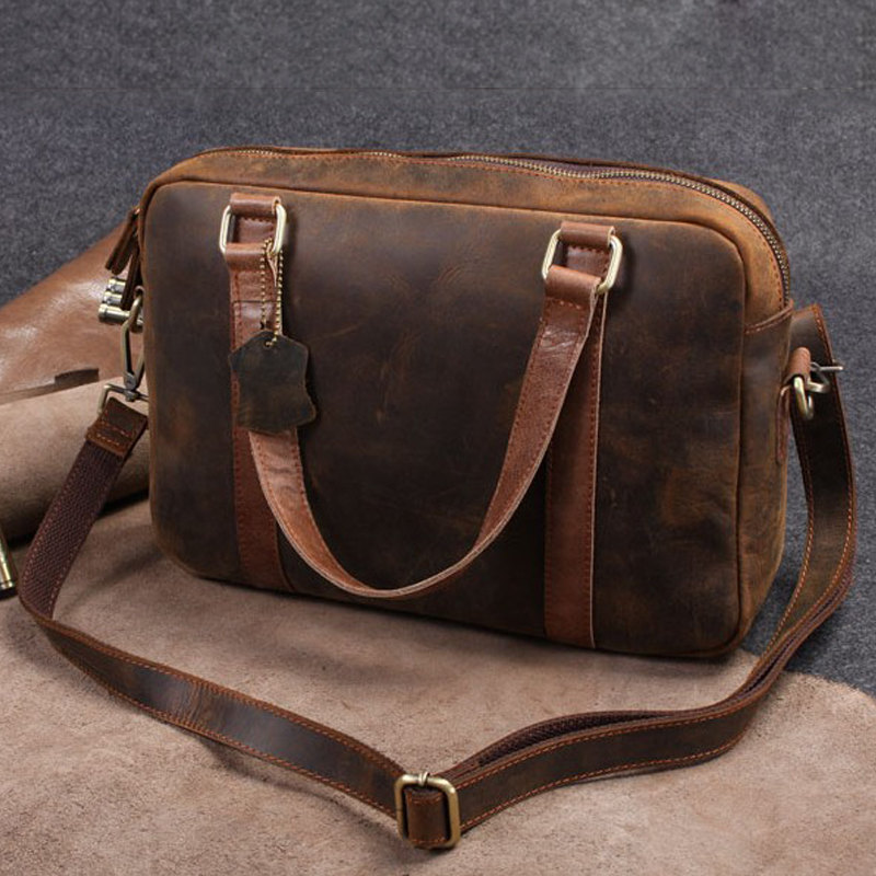 Retro Men's Travel Bag / Leather Briefcase / Messenger Bag / Laptop / Men Gift --t46