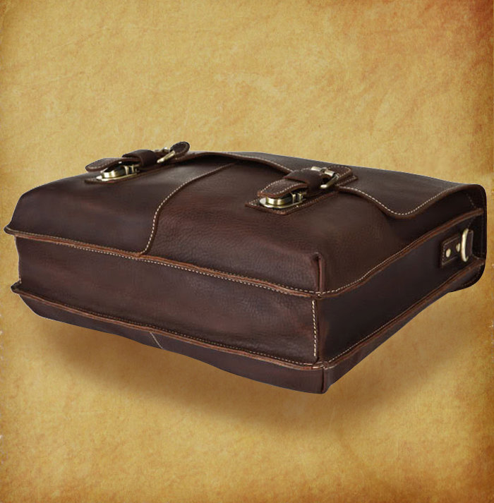 Genuine Leather Messenger Bag Laptop Crossbody Bag Rugged Leather