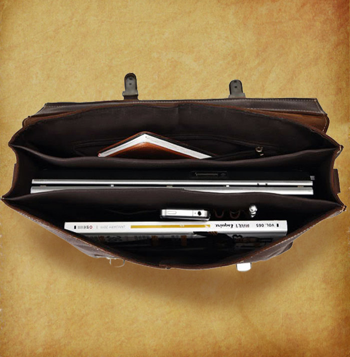 Genuine Leather Messenger Bag Laptop Crossbody Bag Rugged Leather