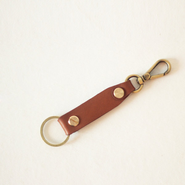 Leather Keychain / Leather Key Fob / Keyring With Trigger Hook / Light Brown