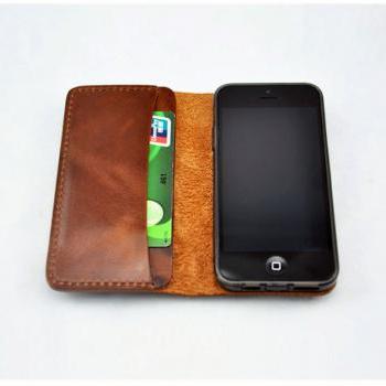 Leather iPhone case / iphone wallet / Hand bag / wallet / iphone case / For He / Gift—T89