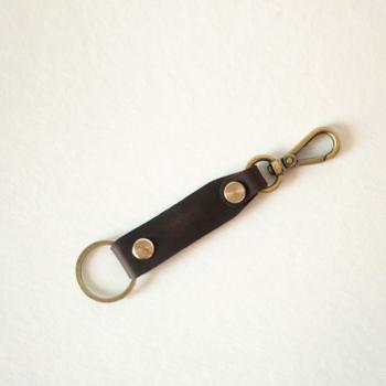 Leather keychain / leather key fob / keyring with trigger hook / Crazy horse brown