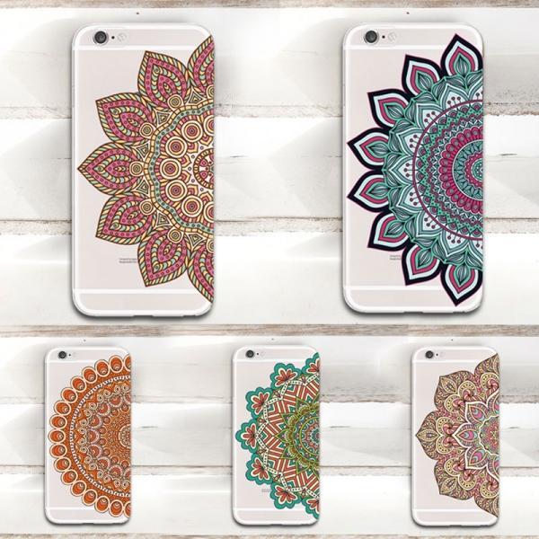 High Quality Mandala Floral Phone Case Ultra Thin Transparent Clear Soft TPU Case Cover For 4 4s/5 5s/6 6s