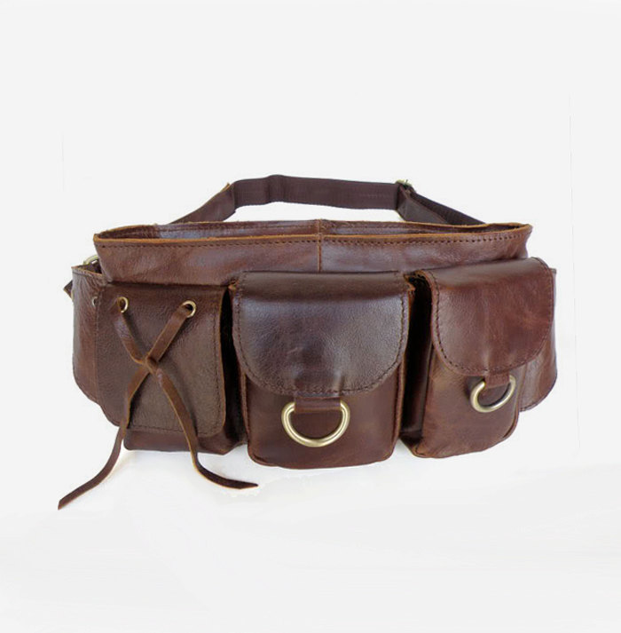 Genuine Leather Belt Bag / Rugged Leather Briefcase / Leather Hip Bag