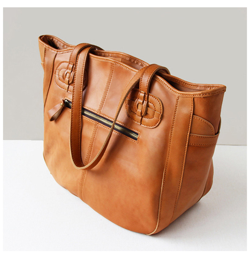 Handmade Women's Leather Bag / Leather Tote Bag / Lady Zipper / Top