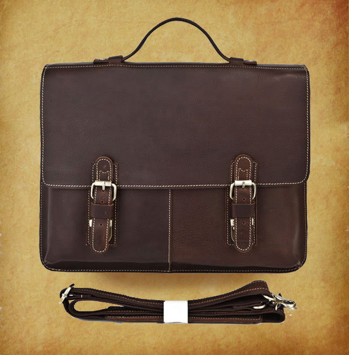 Genuine Leather Messenger Bag Laptop Crossbody Bag Rugged Leather